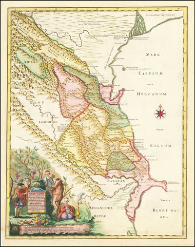 Mapa de 1728 da região ocidental do Mar Cáspio, por Joseph Nicholas de L