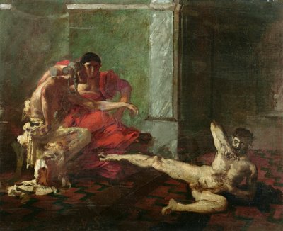 Locusta testando veneno em um escravo, c.1870-80 de Joseph Noel Sylvestre