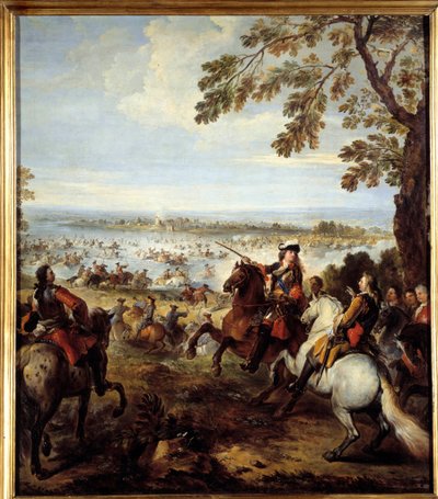 Passagem do Reno pela Arma de Luís XIV (1638-1715), uma Pintura de Tholhuis de Joseph Parrocel (1646-1704) Sol. 2,34x1,64 m de Joseph Parrocel