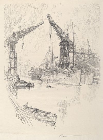 Construindo Destruidores, 1917. de Joseph Pennell