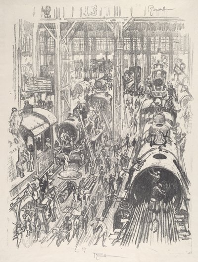Motores de Construção para os Aliados, 1917. de Joseph Pennell