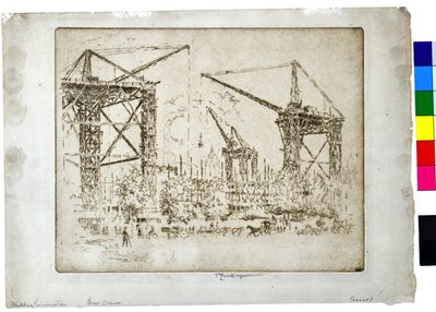 Edifício Kensington Great Cranes, c.1905 (gravura sobre papel) de Joseph Pennell