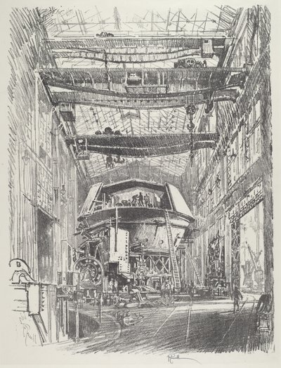 A construção da Grande Torre, 1916. de Joseph Pennell
