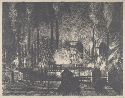 Mudando de turno, Charleroi, 1911. de Joseph Pennell