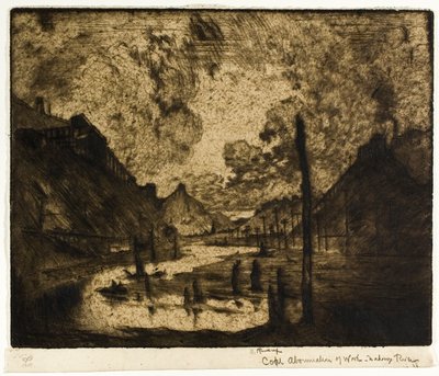 Carvão - Abominação do trabalho, rio Mahanoy de Joseph Pennell