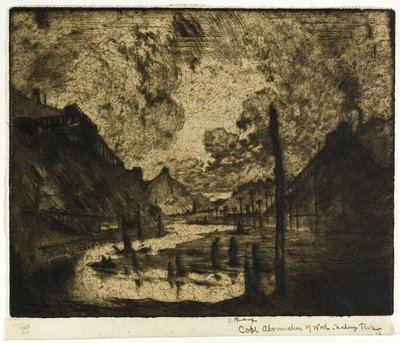 Carvão-Abominação de trabalho, Rio Mahanoy de Joseph Pennell