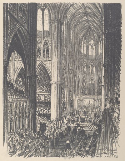 Coroação do rei George V e da rainha Mary na Abadia de Westminster, 1911. de Joseph Pennell