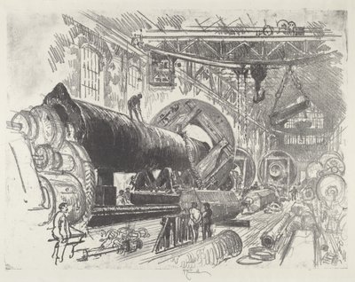 Cutting and Turning a Big Gun, 1916. de Joseph Pennell