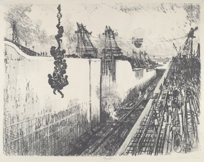 Hora do Jantar, Gatun Lock, 1912. de Joseph Pennell