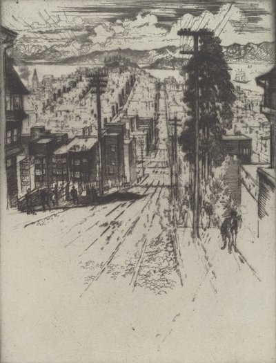 Descer e Subir as Colinas até à Baía, São Francisco, 1912. de Joseph Pennell