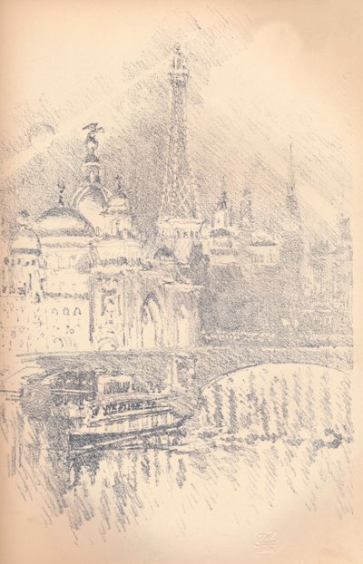 Efeito do início da noite, Exposição de Paris, 1901 de Joseph Pennell