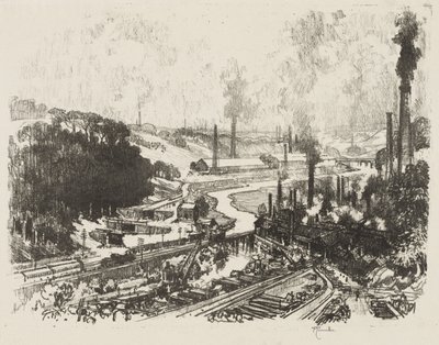 Trabalho de guerra inglês: obras de munição de Joseph Pennell