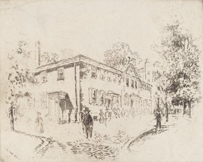 Fourth Street, Meeting House, Filadélfia, 1920. de Joseph Pennell