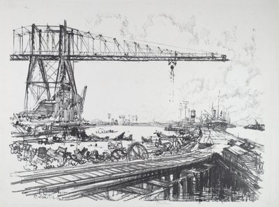 Canal francês e guindastes americanos de Joseph Pennell