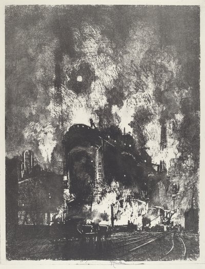 Fornos à noite, 1916. de Joseph Pennell