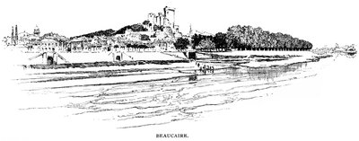 Vista geral de Beaucaire, com vista para o Ródano. Gravura de Joseph Pennell. de Joseph Pennell