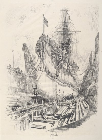 Na doca seca, 1917. de Joseph Pennell
