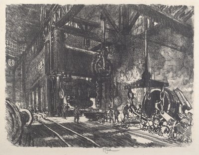 Na Terra de Brobdingnag, o Armor Plate Bending Press, 1917. de Joseph Pennell