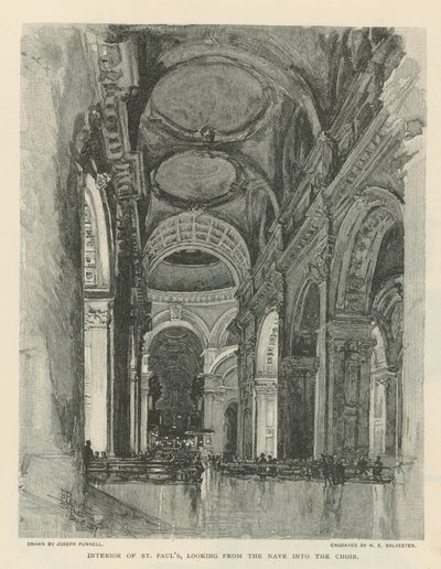 Interior da Catedral de São Paulo de Joseph Pennell