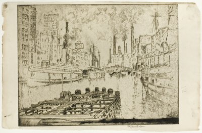 Lago Steamers, Chicago de Joseph Pennell