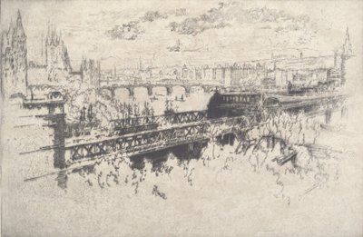 Londres sobre Charing Cross Bridge, 1910. de Joseph Pennell