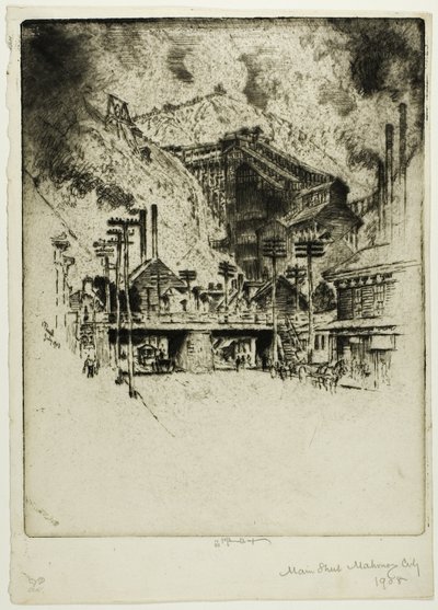 Rua principal, cidade de Mahanoy de Joseph Pennell