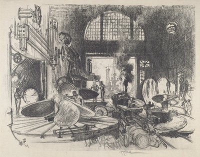 Fazendo lâminas de hélice, 1917. de Joseph Pennell