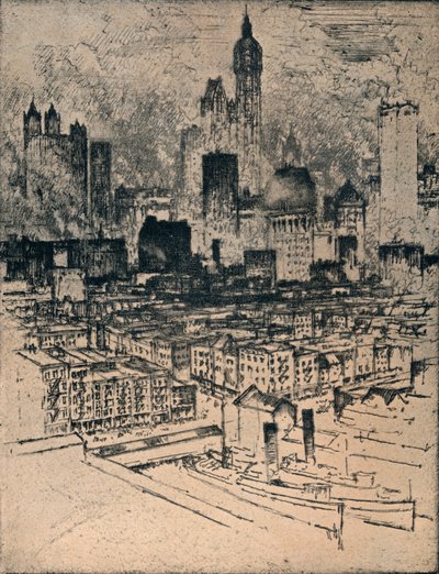 Nova York Da Ponte Do Brooklyn, c1908 de Joseph Pennell