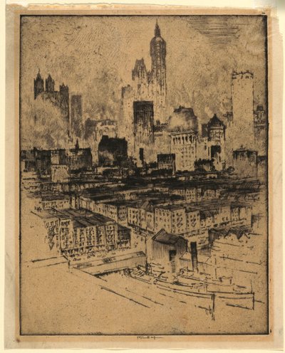 Nova York da ponte do Brooklyn de Joseph Pennell