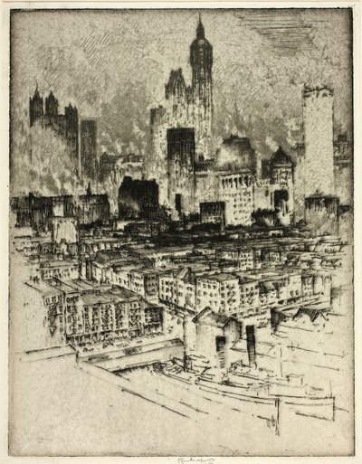 Nova York, da ponte do Brooklyn de Joseph Pennell
