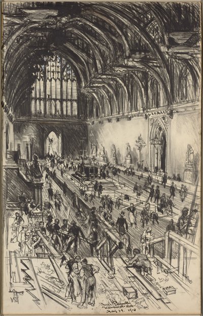 Preparativos para o estado de mentira de Eduardo VII de Joseph Pennell