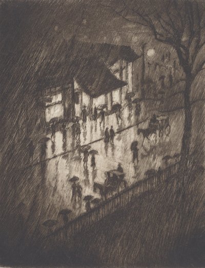 Rainy Night, Charing Cross Shops, 1903. de Joseph Pennell