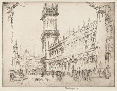 Reconstruindo o Campanário, Veneza, No.II de Joseph Pennell