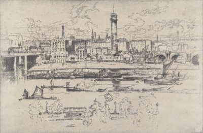 Torre de tiro entre as pontes, 1910. de Joseph Pennell