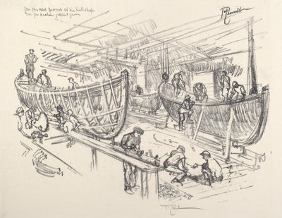 Os construtores de barcos, 1917. de Joseph Pennell