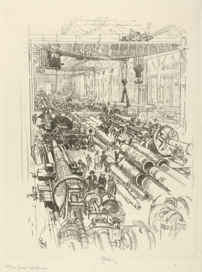 A série inglesa da guerra: W.441. A loja de armas, 1916 de Joseph Pennell