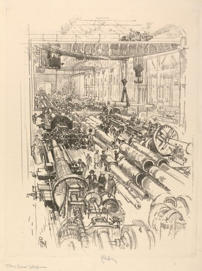A Série de Guerra Inglesa: W. 441. The Gun Shop de Joseph Pennell