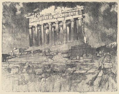 The Facade of the Parthenon, Sunset, 1913. de Joseph Pennell