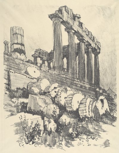 The Fallen Column, Atenas, 1913. de Joseph Pennell