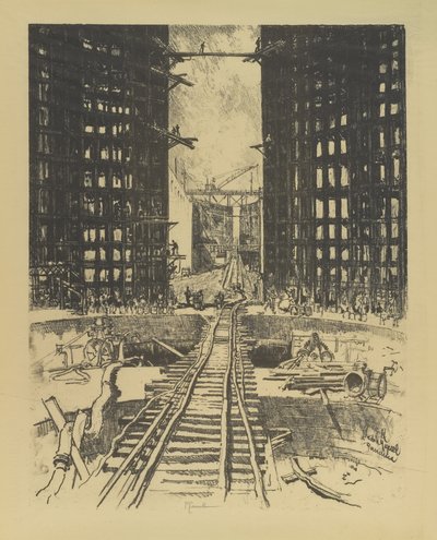 Os portões de Pedro Miguel Lock, 1912 de Joseph Pennell
