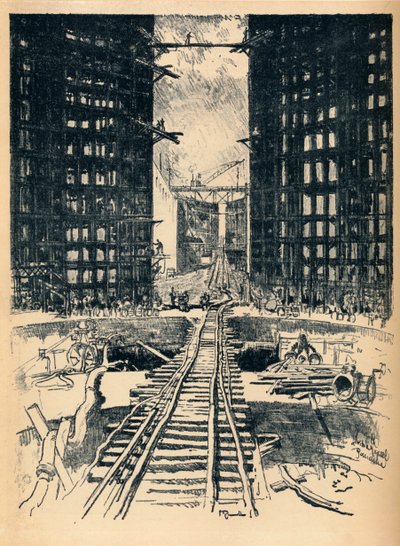 Os portões de Pedro Miguel Lock, 1912 de Joseph Pennell