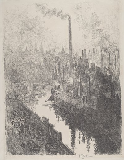 A Grande Chaminé, o Motor Park, 1916. de Joseph Pennell