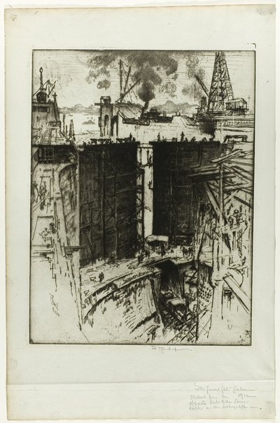 O portão da guarda, Gatun Lock, Panamá de Joseph Pennell