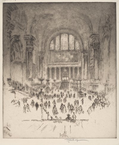 The Marble Hall, Estação Pensilvânia, Nova York de Joseph Pennell