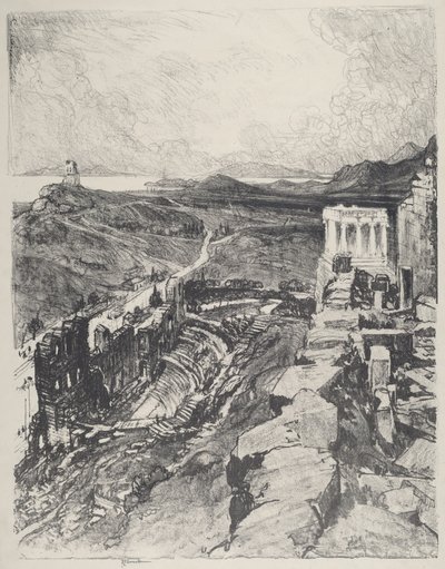 O Odeon, Atenas, 1913. de Joseph Pennell