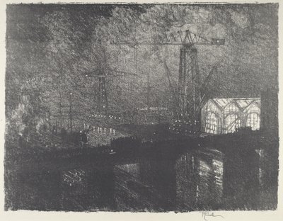 As lojas à noite, mudando de turno de Joseph Pennell
