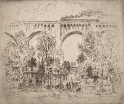 O Viaduto, D., L. & W. em Nicholson, Pa., 1919. de Joseph Pennell