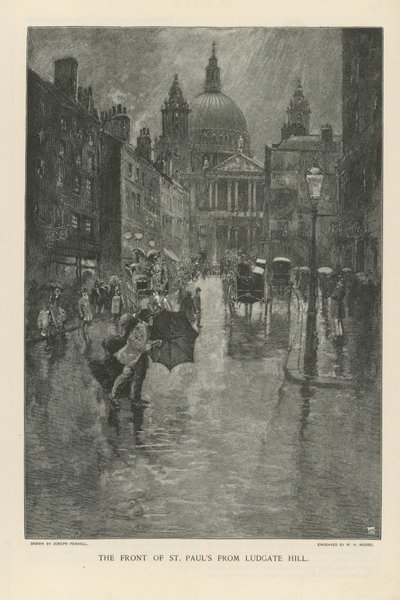 A frente da Catedral de São Paulo de Ludgate Hill de Joseph Pennell