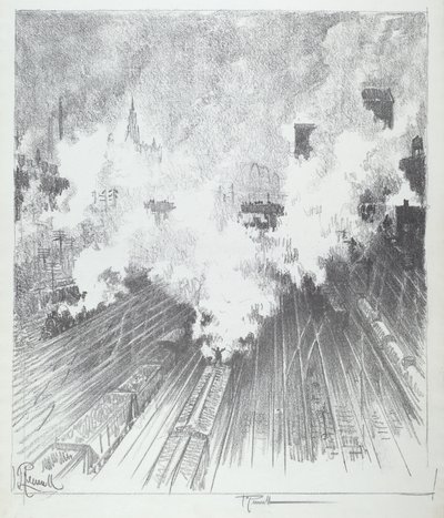 Train Yard, St. Louis, 1919. de Joseph Pennell