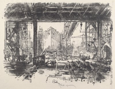 Debaixo do barracão, 1917. de Joseph Pennell